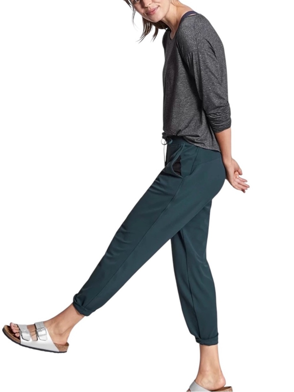 NWT Athleta Powervita Pant Women’s Black Athleisure Joggers Ankle 122593 Sz M - Picture 4 of 12